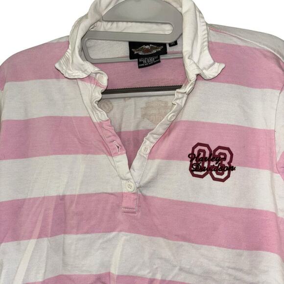 Vintage Harley Davidson Y2K Preppy Polo Women’s M 100% Cotton Biker Bikercore - Picture 5 of 14